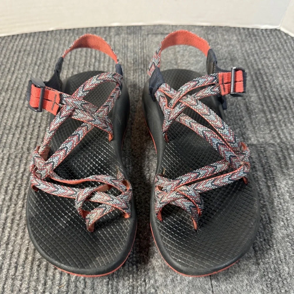 Chaco Z Cloud 2 Sandals Womens 8 Blue Orange Chevron Strappy Toe Loop Hiking